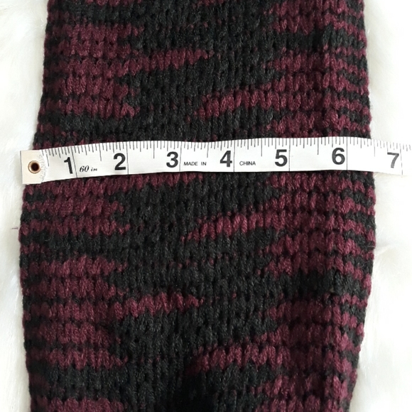 Purple and black scarf with pom pom accents - Picture 8 of 8